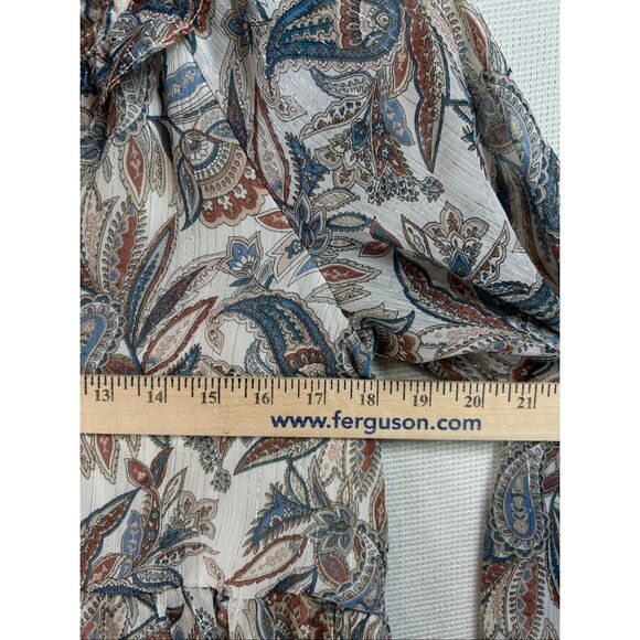 Blu Pepper Boho Peasant Blouse S Sheer Paisley Tiered Long Sleeve Cottagecore - Picture 10 of 14
